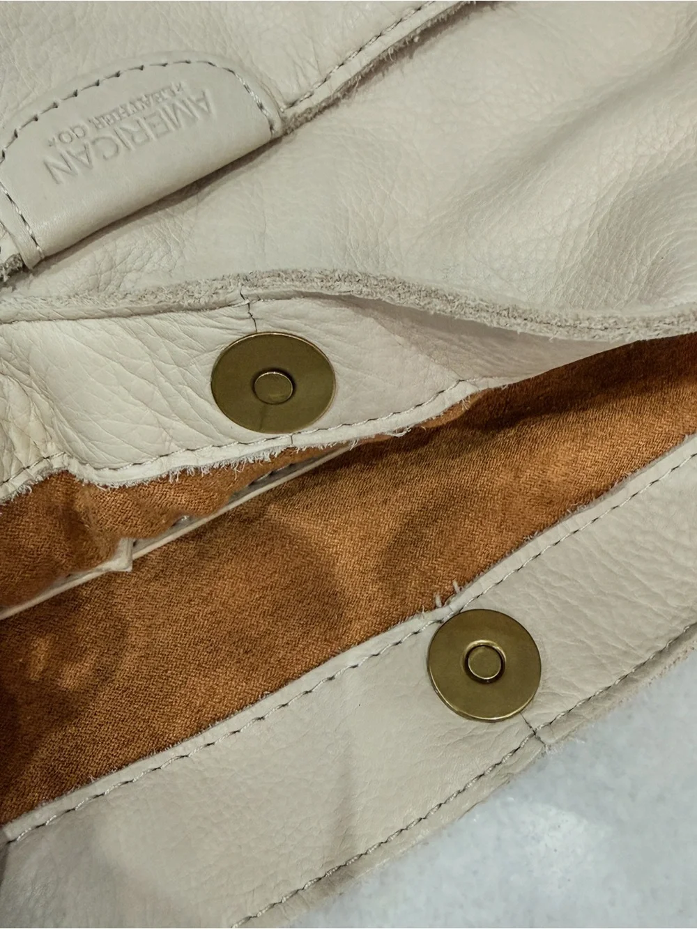 American Leather Co Austin Triple Entry Pebbled Leather Bucket Bag